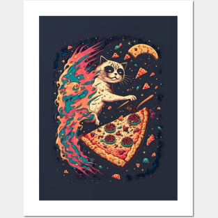 Space Pizza Cat Posters and Art